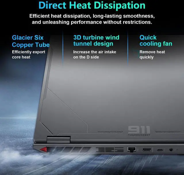 Alt view image 5 of 7 - Thunderobot Radiant 16 300Hz Gaming Laptop, 16" WQXGA 300Hz, Intel i9-14900HX, GeForce RTX 5080, 64GB DDR5 RAM, 4TB SSD, RGB Backlit Keyboard, Wi-Fi 6, Win 11 Home