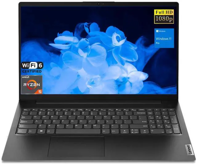 Main image of Lenovo V-Series V15 Business Laptop, 15.6" FHD Display, AMD Ryzen 5 7430U, 24GB RAM, 1TB SSD, Wi-Fi 6, Windows 11 Pro, Black