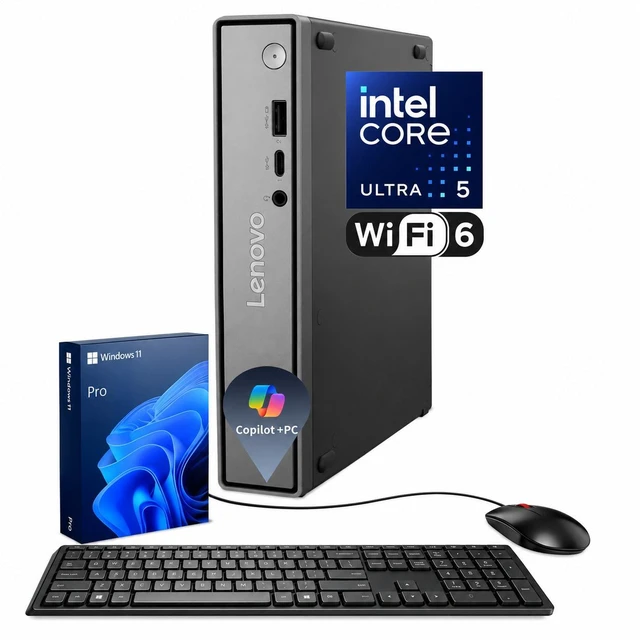 Main image of LENOVO ThinkCentre neo 50q Business MFF Desktop, Intel Core Ultra 5 226V, 16GB RAM, 512GB SSD, Wi-Fi 6, Windows 11 Pro, Black