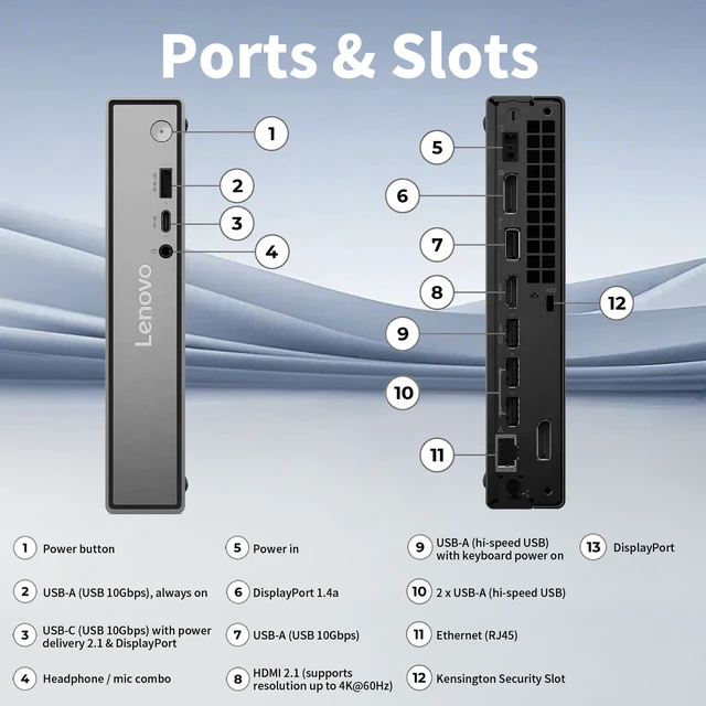 Alt view image 5 of 7 - LENOVO ThinkCentre neo 50q Business MFF Desktop, Intel Core Ultra 5 226V, 16GB RAM, 512GB SSD, Wi-Fi 6, Windows 11 Pro, Black