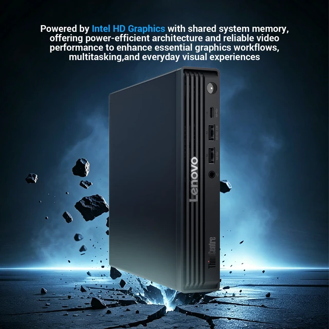 Alt view image 4 of 7 - Lenovo ThinkCentre M70q Gen 6 Business MFF Desktop, Intel Core 3 205T, 32GB DDR5 RAM, 1TB SSD, Wi-Fi 6, Windows 11 Pro, Black
