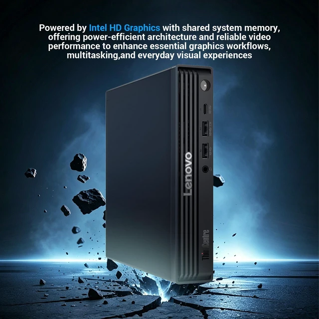 Alt view image 5 of 7 - Lenovo ThinkCentre M70q Gen 6 Business MFF Desktop, Intel Core 3 205T, 64GB DDR5 RAM, 1TB SSD, Wi-Fi 6, Windows 11 Pro, Black