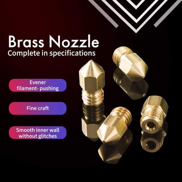 Alt view image 2 of 6 - 10Pcs/Lot 3D Printer Parts Brass Copper Nozzle 0.2mm 0.3mm 0.4mm 0.5mm 0.6mm 0.8mm Extruder Print Head For 1.75mm MK8 Makerbot