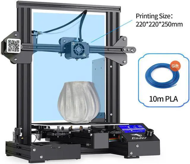 Main image of CREALITY 3D Printer Ender-3 DIY Kit 220*220*250mm Printing Size MK-8 Extruder Magnet Build Plate Printing MeanWell Power