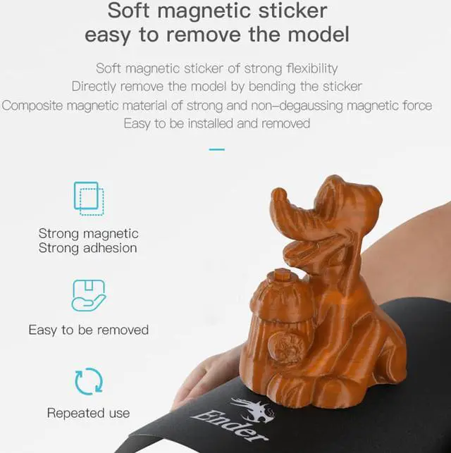 Alt view image 6 of 6 - Flexible Magnetic Build Surface Plate Pads Ender-3/Ender-3 Pro/Ender-5 3D Printer Heatbed/Hotbed Parts Magnetic Bed Tape