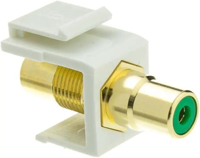 Alt view image 2 of 2 - Cable Wholesale Keystone Insert, White, RCA Female Coupler (Green RCA)