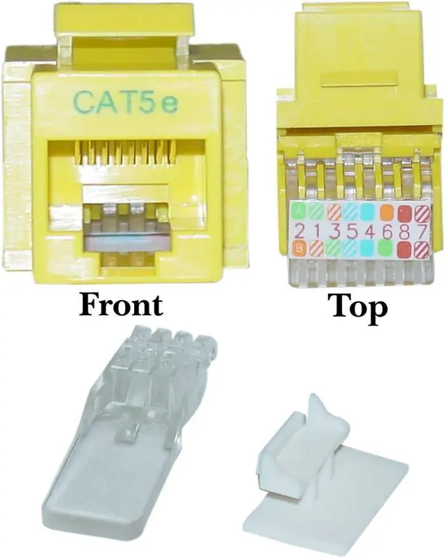 Alt view image 5 of 5 - Cable Wholesale Cat 5e Keystone Jack, Yellow, Toolless, RJ45 Female