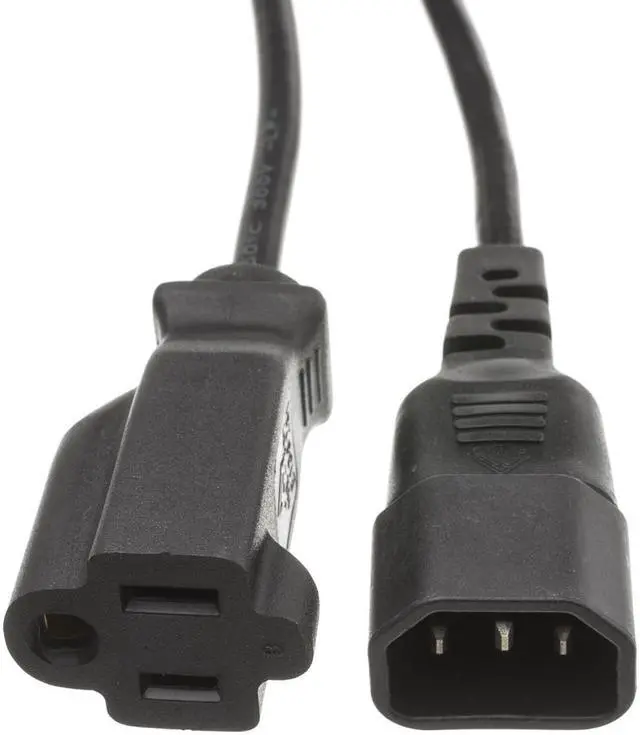 Alt view image 3 of 3 - Cable Wholesale Power Cord Adapter C14 to NEMA 5-15R 10 Amp UL / CSA rated 6 foot - Black