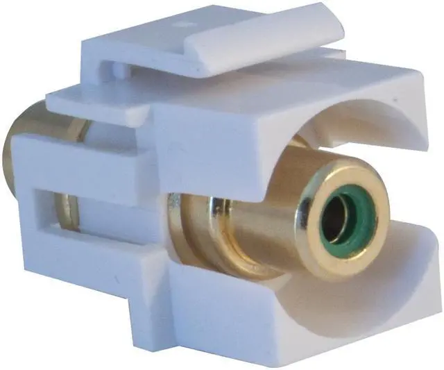 Alt view image 2 of 2 - Cable Wholesale RCA Female / Female Connector Keystone Module (Recessed) White (Green RCA)