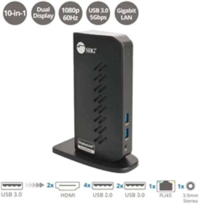 Alt view image 9 of 17 - SIIG AC JUDK0L11S1 Dual Video Full HD HDMI Video Docking Station Brown Box