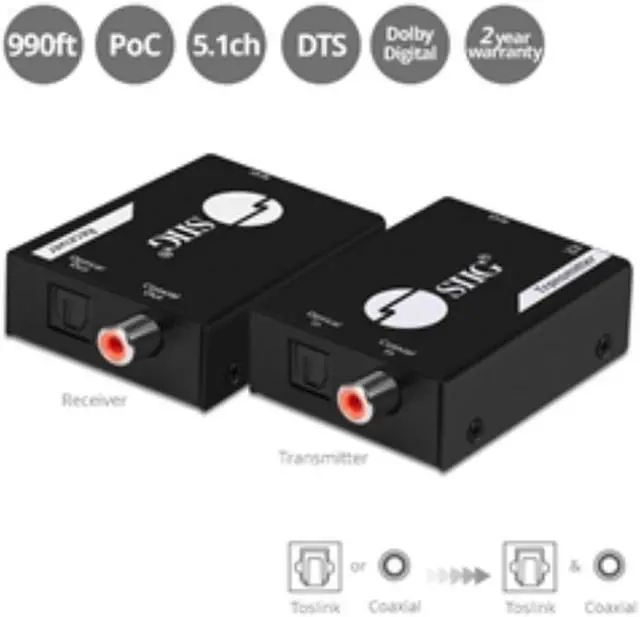 Alt view image 3 of 20 - Siig Digital Audio Extender Over Cat5e/6 Cable With Poc