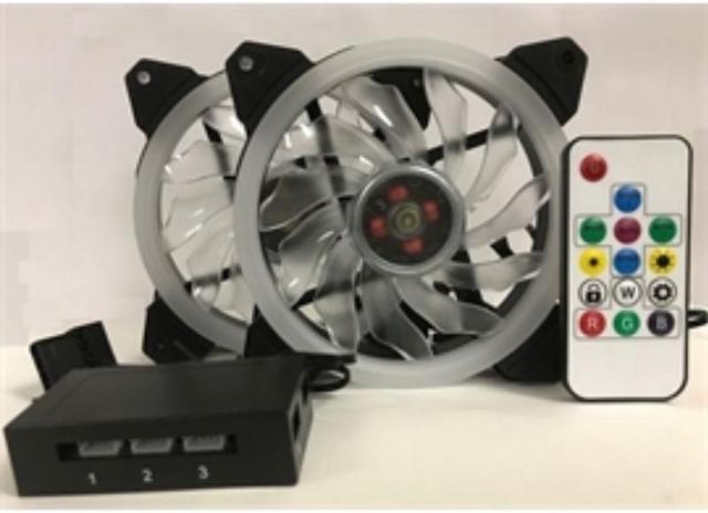 Alt view image 7 of 7 - EPOWER 120mm Quiet RGB LED PWM Fan (2-Pack) with  8 Port Fan Hub and RF Remote