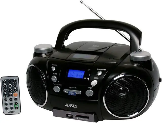 Alt view image 4 of 4 - JENSEN  CD-750 Portable AM/FM Stereo CD Player with MP3 Encoder/Player (Black)