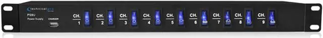 Alt view image 10 of 12 - Technical Pro Rack Mount Power Supply with 5V USB Charging Port PS9U
