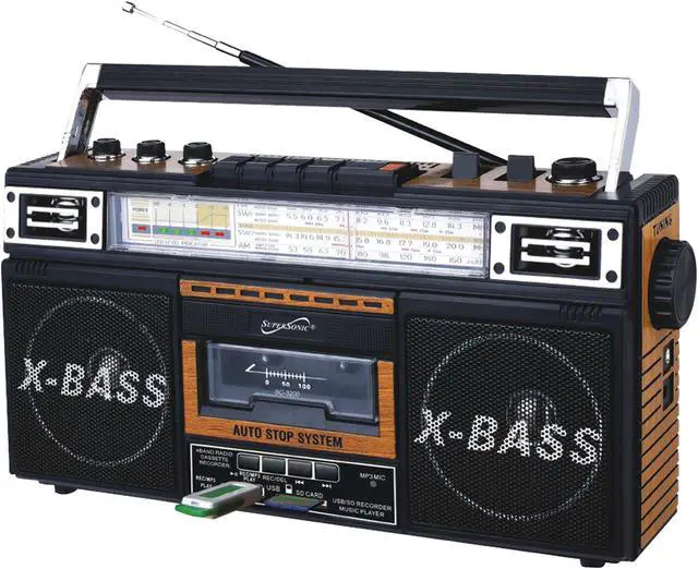 Alt view image 9 of 13 - SUPERSONIC INC SC-3201BT WD 4 BAND RADIO & CASSETTE PLAYER + CASSETTE TO MP3 CONVERTER & BLUETOOTH