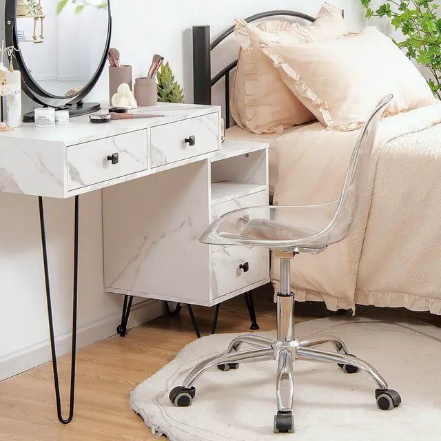 Alt view image 6 of 7 - SlickBlue Swivel Acrylic Armless Adjustable Height Office Chair