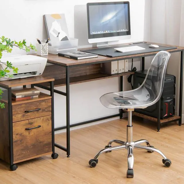 Alt view image 2 of 7 - SlickBlue Swivel Acrylic Armless Adjustable Height Office Chair