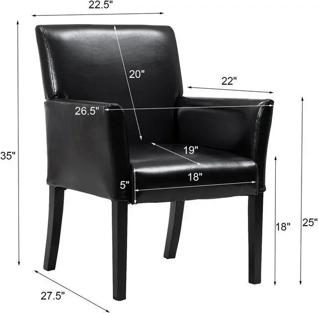 Alt view image 5 of 7 - Modern PU Leather Executive Arm Chair Sofa