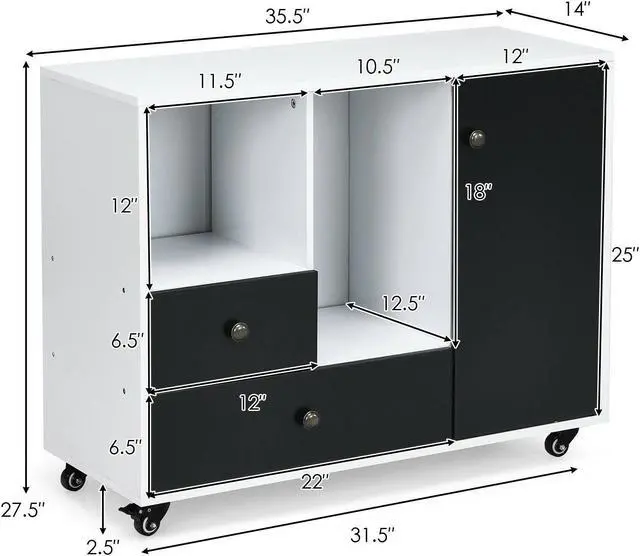 Alt view image 5 of 7 - Lateral Mobile Filing Cabinet with 2 Drawers
