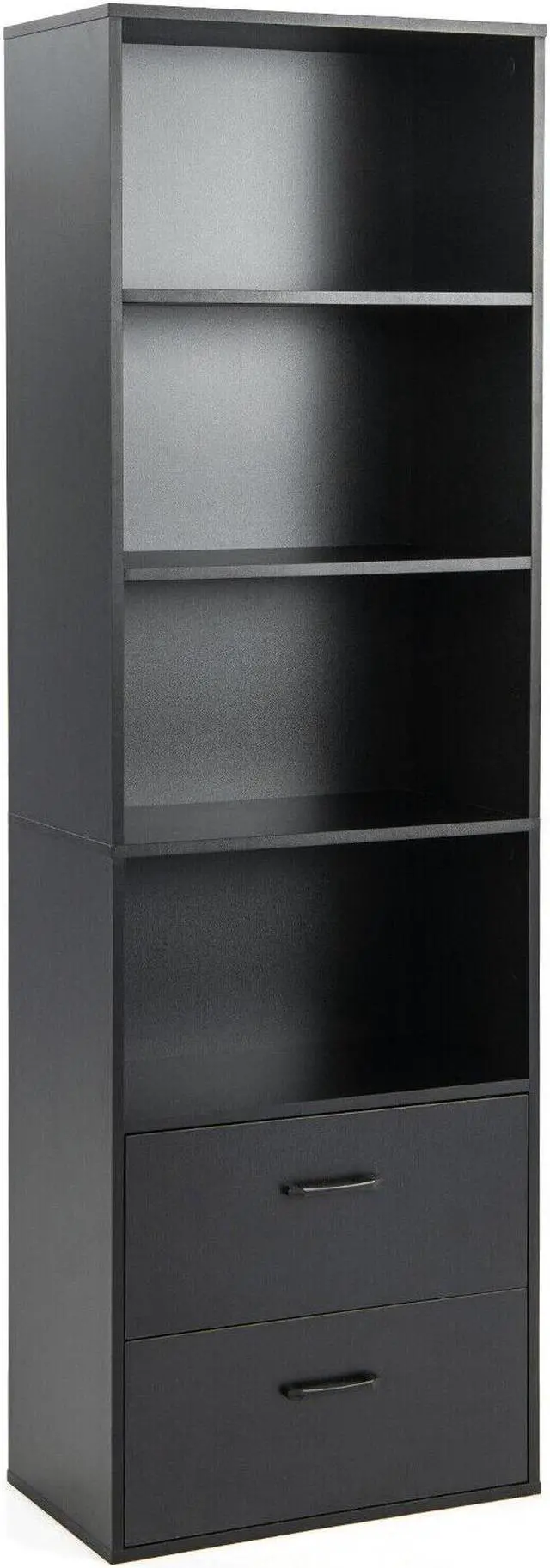 Main image of SlickBlue 6-Tier Tall Freestanding Bookshelf with 4 Open Shelves and 2 Drawers