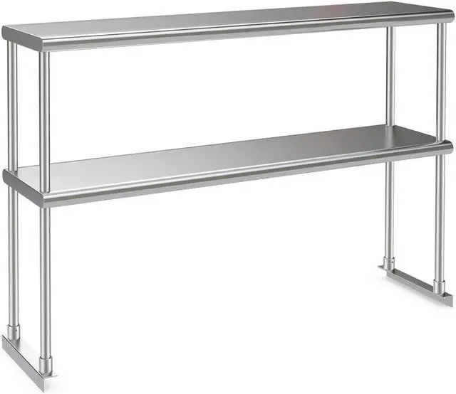 Main image of 48 x 12 Inch Kitchen Stainless Steel Overshelf with Adjustable Lower Shelf