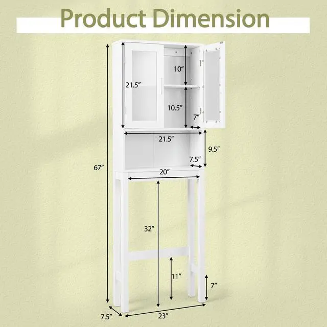 Alt view image 4 of 6 - Over the Toilet Bathroom Storage Cabinet with Adjustable Shelf