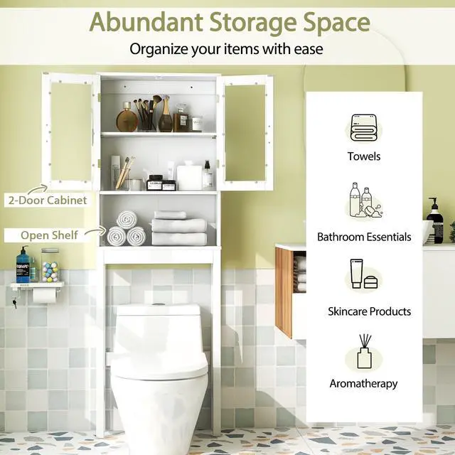 Alt view image 6 of 6 - Over the Toilet Bathroom Storage Cabinet with Adjustable Shelf