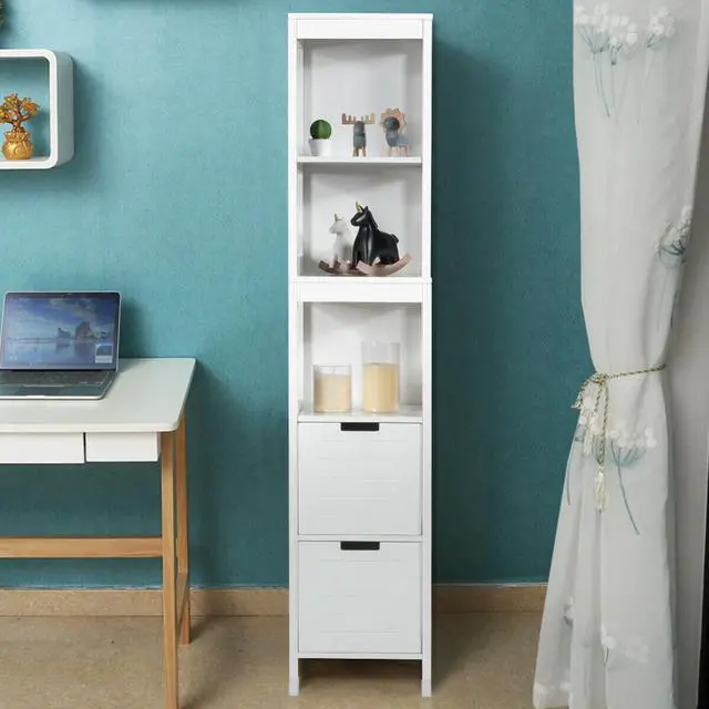 Alt view image 4 of 7 - 5-Tier Multifunctional  Bathroom Floor Cabine Storage with 2 Drawers