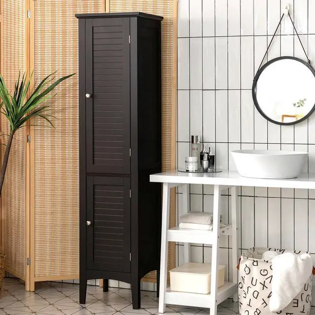 Alt view image 4 of 7 - Freestanding Bathroom Storage Cabinet for Kitchen and Living Room-Brown