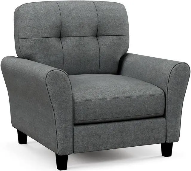 Main image of Modern Upholstered Accent Chair with Rubber Wood Legs-Gray