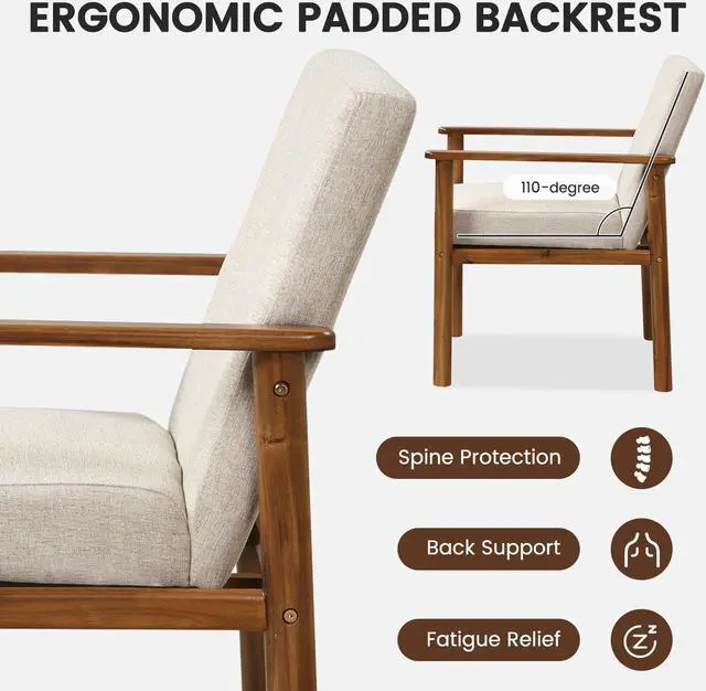 Alt view image 5 of 7 - Modern Accent Linen Fabric Armchair with Solid Wood Legs and Soft Cushioned Seat