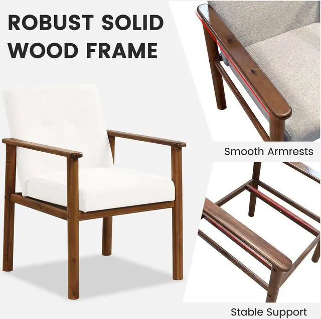 Alt view image 6 of 7 - Modern Accent Linen Fabric Armchair with Solid Wood Legs and Soft Cushioned Seat