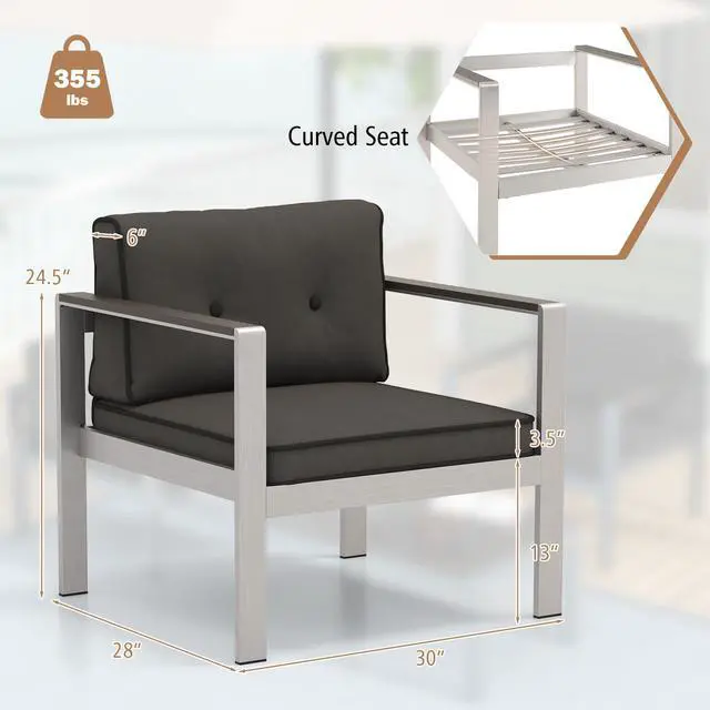 Alt view image 2 of 7 - Contemporary Sofa Chair with WPC Armrests and Back Cushions-Gray