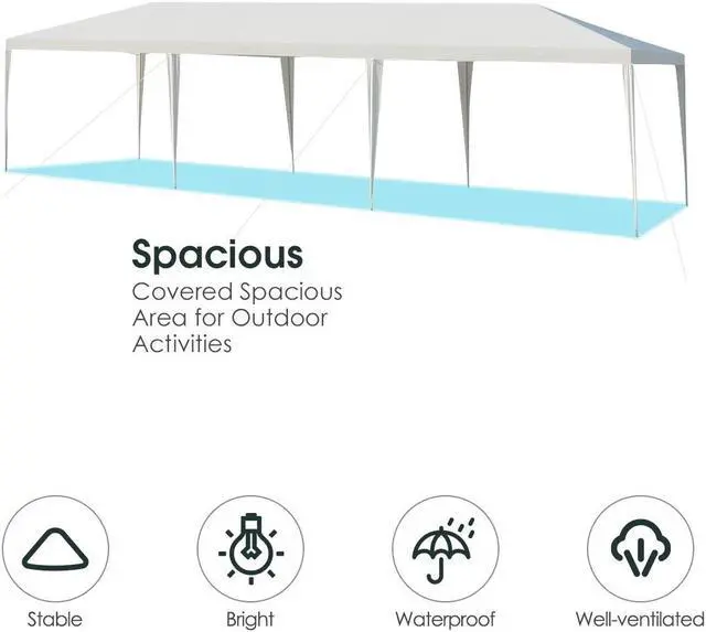 Alt view image 5 of 7 - 10 x 30 Feet Gazebo Canopy Tent with Connection Stakes and Wind Ropes