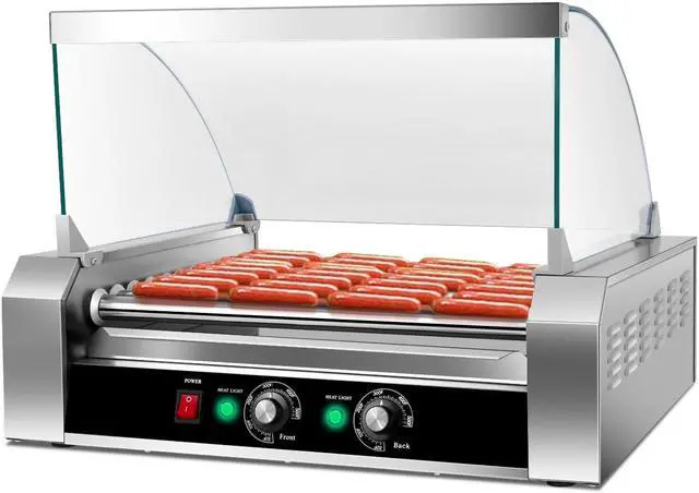 Alt view image 3 of 7 - Stainless Steel Commercial 11 Roller Grill and 30 Hot Dog Cooker Machine