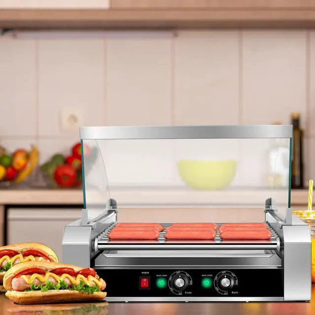 Alt view image 4 of 7 - Stainless Steel Commercial 11 Roller Grill and 30 Hot Dog Cooker Machine