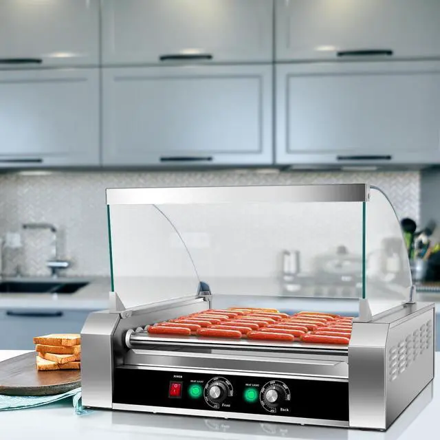 Alt view image 7 of 7 - Stainless Steel Commercial 11 Roller Grill and 30 Hot Dog Cooker Machine