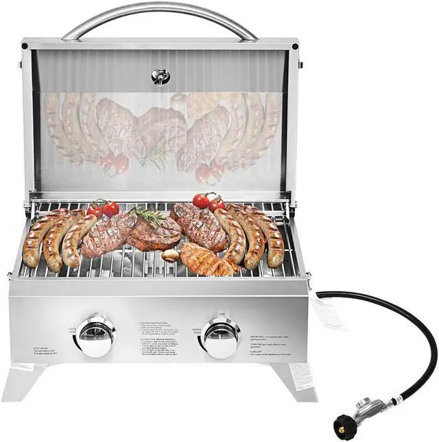 Alt view image 6 of 7 - 2 Burner Portable Stainless Steel BBQ Table Top Grill for Outdoors
