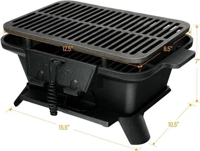 Alt view image 5 of 7 - Heavy Duty Cast Iron Tabletop BBQ Grill Stove for Camping Picnic