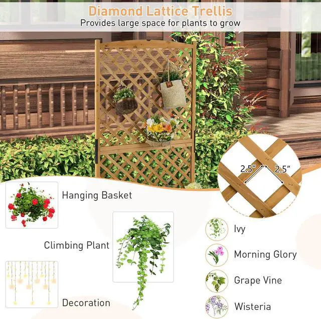 Alt view image 6 of 7 - Planter Raised Bed with Trellis for Plant Flower Climbing-Orange