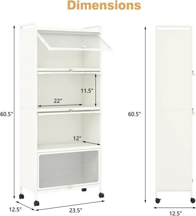 Alt view image 2 of 7 - 5-Tier Kitchen Baker's Rack with Flip-up PC Doors