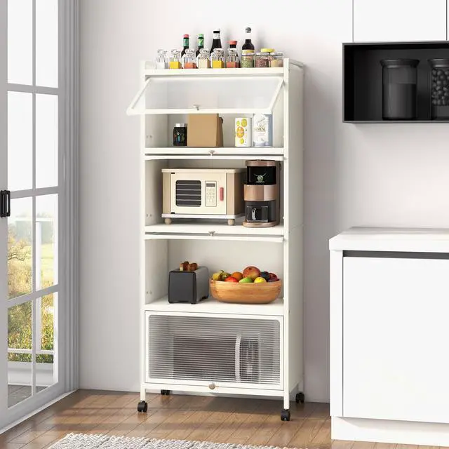 Alt view image 4 of 7 - 5-Tier Kitchen Baker's Rack with Flip-up PC Doors