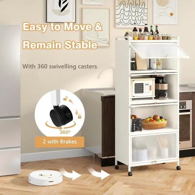 Alt view image 7 of 7 - 5-Tier Kitchen Baker's Rack with Flip-up PC Doors