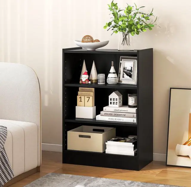 Alt view image 4 of 7 - 3-Tier Bookcase Open Display Rack Cabinet with Adjustable Shelves