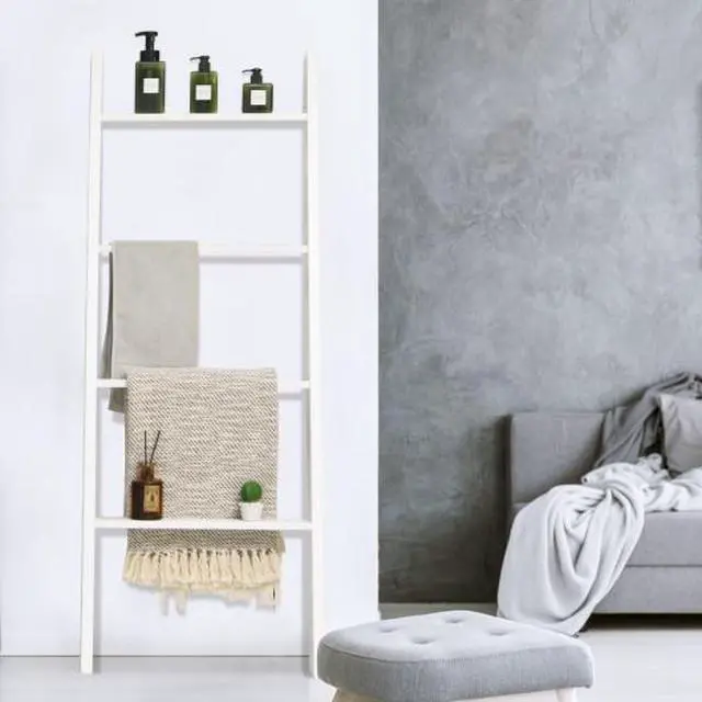 Alt view image 3 of 3 - 4-Tier Wall Leaning Ladder Shelf Stand