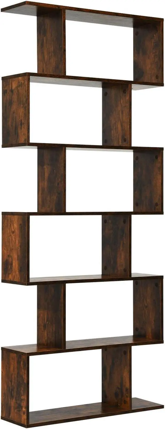 Main image of 6 Tier S-Shaped Bookshelf Storage Display Bookcase Decor Z-Shelf