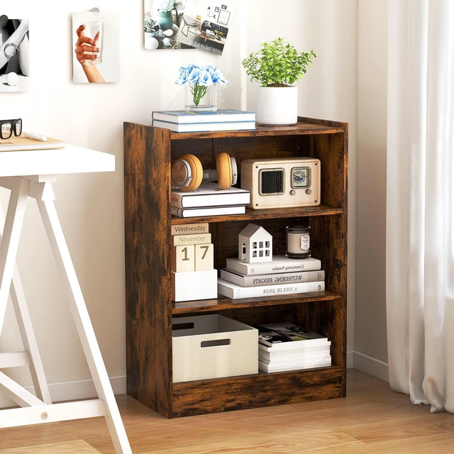 Alt view image 5 of 7 - 3-Tier Bookcase Open Display Rack Cabinet with Adjustable Shelves