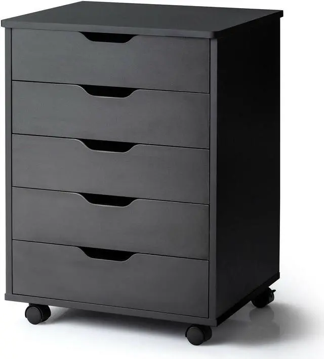 Main image of 5 Drawer Mobile Lateral Filing Storage Home Office Floor Cabinet with Wheels