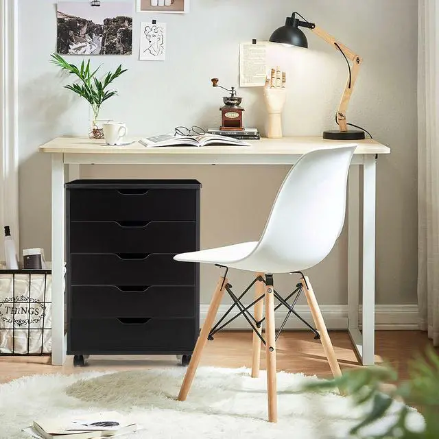 Alt view image 3 of 7 - 5 Drawer Mobile Lateral Filing Storage Home Office Floor Cabinet with Wheels