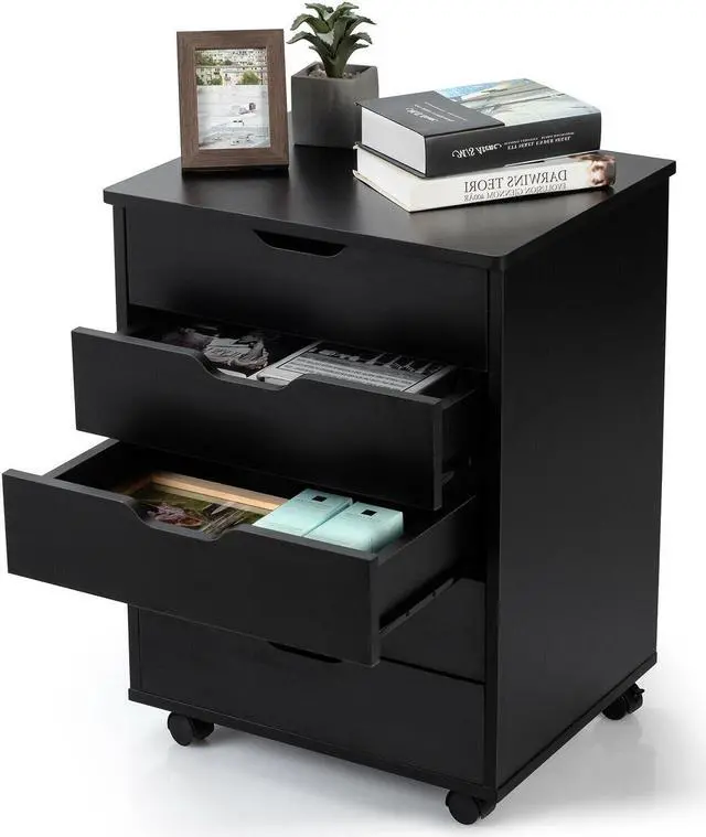 Alt view image 2 of 7 - 5 Drawer Mobile Lateral Filing Storage Home Office Floor Cabinet with Wheels